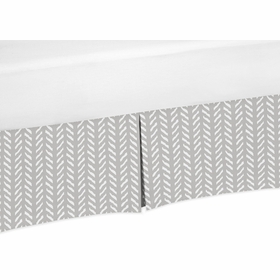 Woodland Friends Collection Herringbone Print Crib Bed Skirt