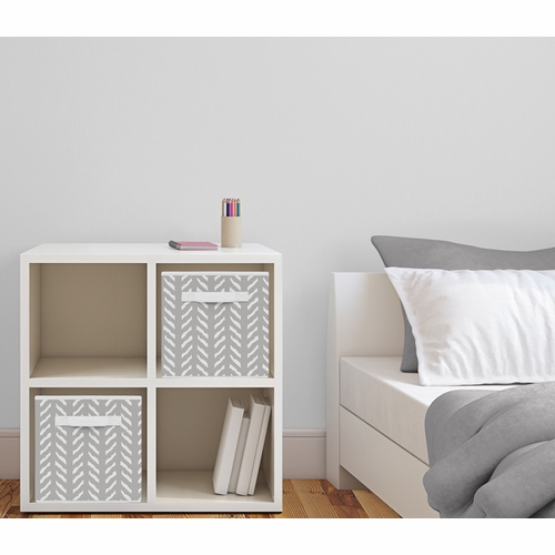 Woodland Friends Collection Herringbone Print Foldable Fabric Storage Bins - Set of 2 - alt image 1