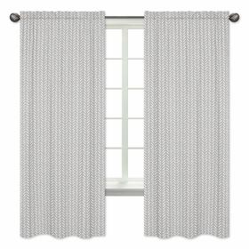 Woodland Friends Collection Herringbone Print Window Panels - Set of 2