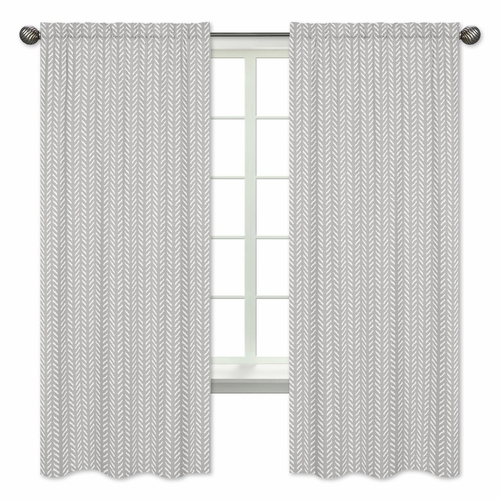 Woodland Friends Collection Herringbone Print Window Panels - Set of 2