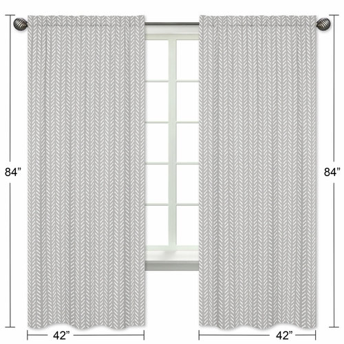 Woodland Friends Collection Herringbone Print Window Panels - Set of 2 - alt image 4