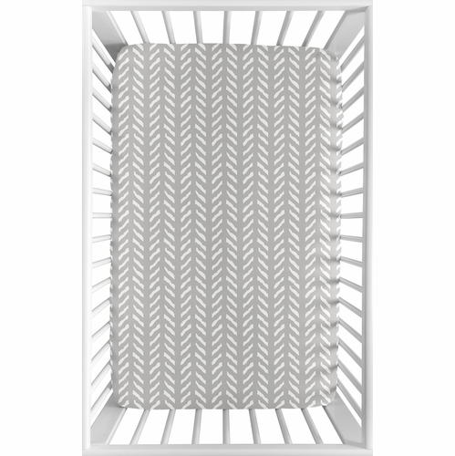 Woodland Friends Collection Mini Crib Sheet - Herringbone Print - alt image 1