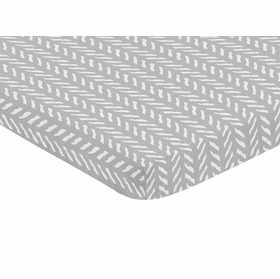 Woodland Friends Collection Mini Crib Sheet - Herringbone Print