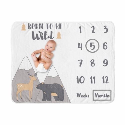 Woodland Friends Collection Monthly Milestone Baby Blanket