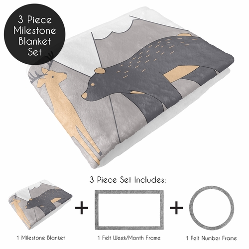 Woodland Friends Collection Monthly Milestone Baby Blanket - alt image 1