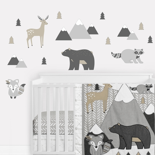 Woodland Friends Collection Peel and Stick Wall Decal Stickers - Set of 4 Sheets