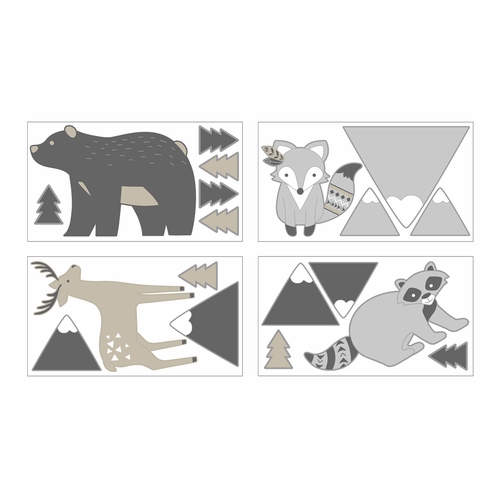 Woodland Friends Collection Peel and Stick Wall Decal Stickers - Set of 4 Sheets - alt image 1