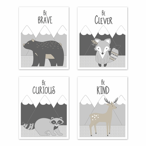 Woodland Friends Collection Wall Art Prints - Set of 4