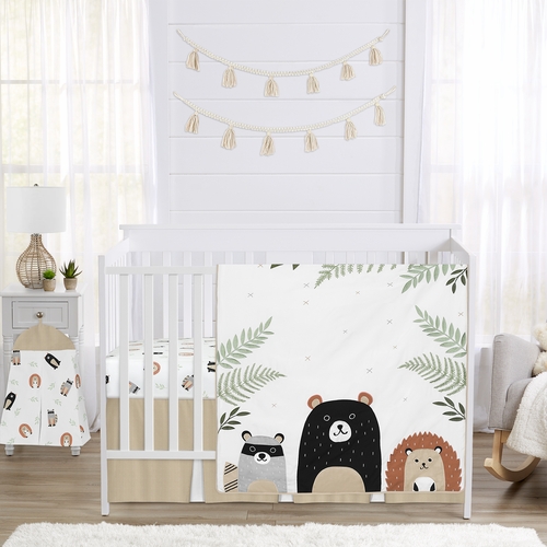 Woodland Pals Collection 4 Piece Bumperless Crib Bedding