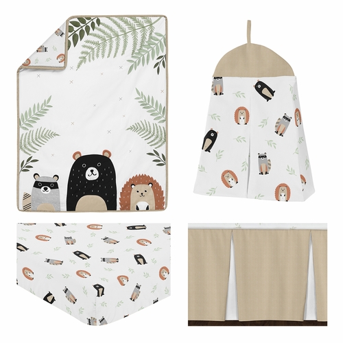 Woodland Pals Collection 4 Piece Bumperless Crib Bedding - alt image 1