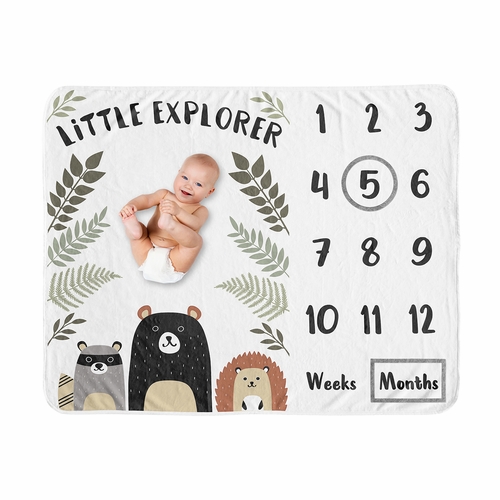 Woodland Pals Collection Monthly Milestone Baby Blanket