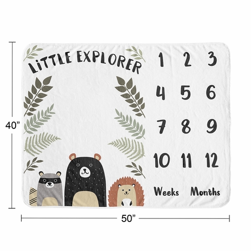 Woodland Pals Collection Monthly Milestone Baby Blanket - alt image 3