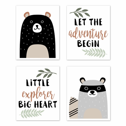 Woodland Pals Collection Wall Art Prints - Set of 4
