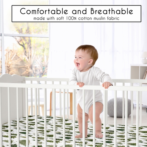 Woodland Pine Tree Collection 100% Cotton Muslin Crib Sheet - alt image 1