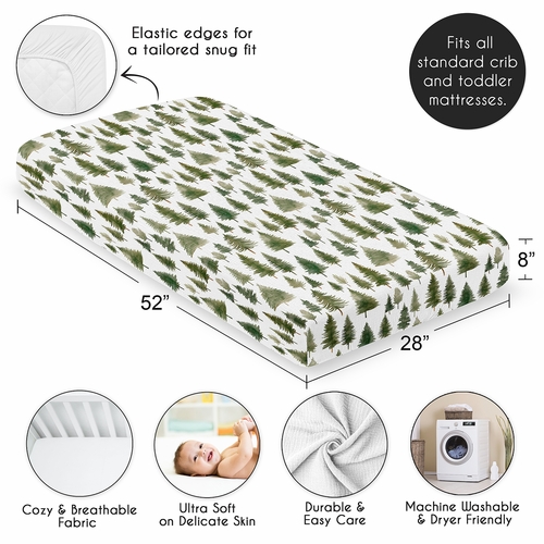 Woodland Pine Tree Collection 100% Cotton Muslin Crib Sheet - alt image 3