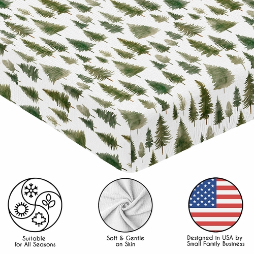 Woodland Pine Tree Collection 100% Cotton Muslin Crib Sheet - alt image 4