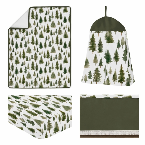 Woodland Pine Tree Collection 4 Piece Crib Bedding - Pinetree Print - alt image 1