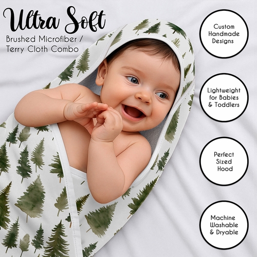 Woodland Pine Tree Collection Hooded Baby Towels - Toddler Bath Towel - alt image 4