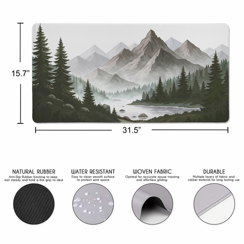 Woodland Pine Tree Collection Large Mouse Pad Desk Mat - alt image 2