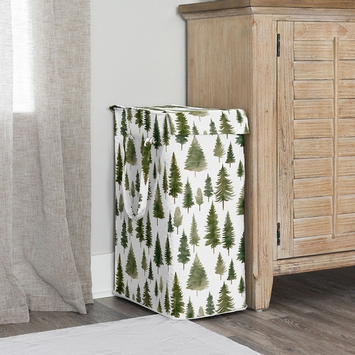 Woodland Pine Tree Collection Laundry Hamper with Handles - alt image 1