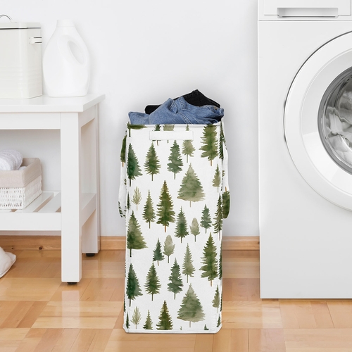 Woodland Pine Tree Collection Laundry Hamper with Handles - alt image 2