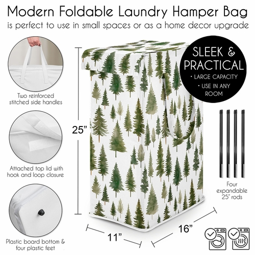 Woodland Pine Tree Collection Laundry Hamper with Handles - alt image 4