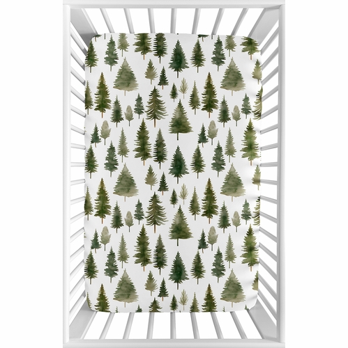 Woodland Pine Tree Collection Mini Crib Sheet