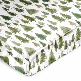 Woodland Pine Tree Collection Satin Fitted Crib Sheet