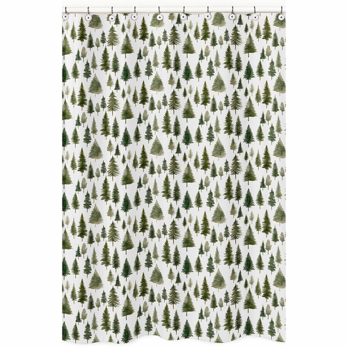 Woodland Pine Tree Collection Shower Curtain