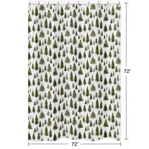 Woodland Pine Tree Collection Shower Curtain - alt image 4