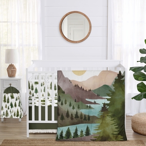 Woodland Pine Tree Collection Sweet Jojo Designs 6 Piece Crib Bedding + BreathableBaby Breathable Mesh Liner Pad