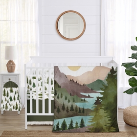 Woodland Pine Tree Collection Sweet Jojo Designs 6 Piece Crib Bedding + BreathableBaby Breathable Mesh Liner Pad