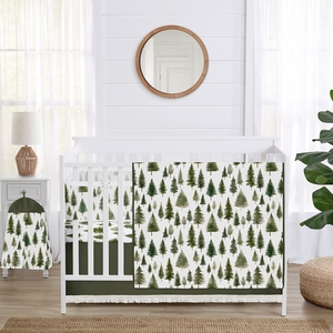 Woodland Pine Tree Collection Sweet Jojo Designs 6 Piece Crib Bedding + BreathableBaby Breathable Mesh Liner Pad - Pinetree Print