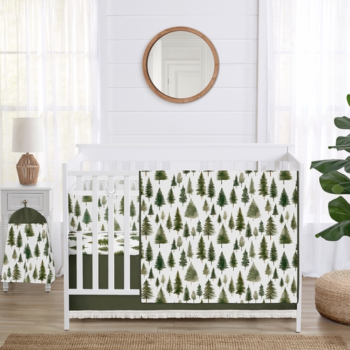 Woodland Pine Tree Collection Sweet Jojo Designs 6 Piece Crib Bedding + BreathableBaby Breathable Mesh Liner Pad - Pinetree Print
