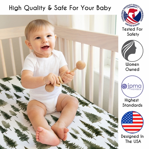 Woodland Pine Tree Collection Sweet Jojo Designs 6 Piece Crib Bedding + BreathableBaby Breathable Mesh Liner Pad - Pinetree Print - alt image 4