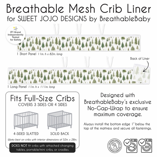 Woodland Pine Tree Collection Sweet Jojo Designs + BreathableBaby Breathable Mesh Crib Liner - alt image 5