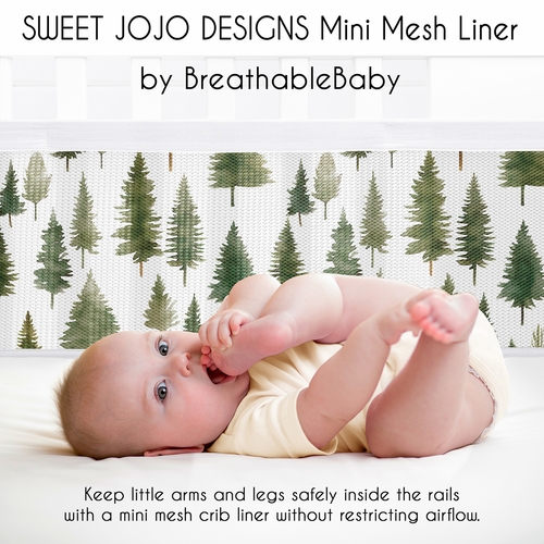 Woodland Pine Tree Collection Sweet Jojo Designs + BreathableBaby Breathable Mini Mesh Crib Liner - alt image 2