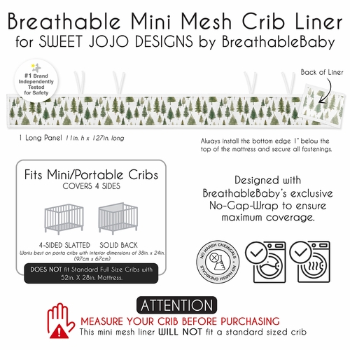 Woodland Pine Tree Collection Sweet Jojo Designs + BreathableBaby Breathable Mini Mesh Crib Liner - alt image 5