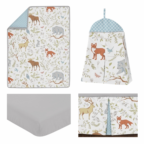 Woodland Toile 4 Piece Bumperless Crib Bedding Collection - alt image 1