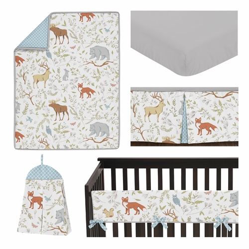Woodland Toile Collection 5 Piece Crib Bedding - alt image 1