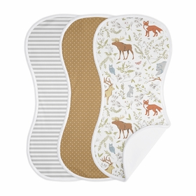 Woodland Toile Collection Absorbent Burp Cloths - 3 Pack Set