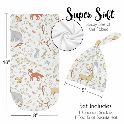 Woodland Toile Collection Baby Cocoon and Beanie Hat - 2 Piece Set - alt image 4