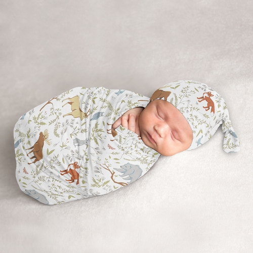 Woodland Toile Collection Baby Cocoon and Beanie Hat - 2 Piece Set
