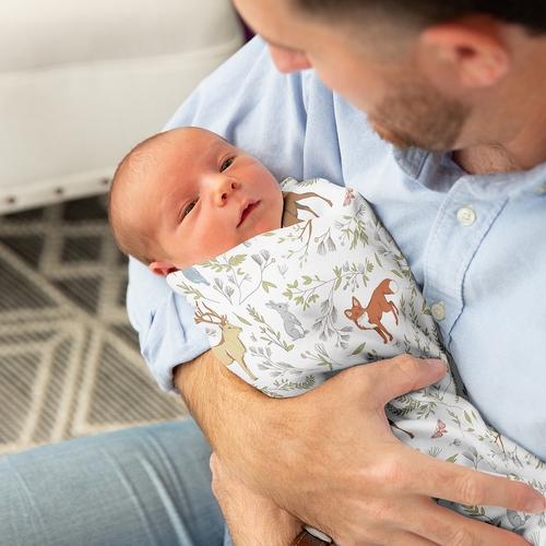 Woodland Toile Collection Baby Swaddle Blanket - alt image 2