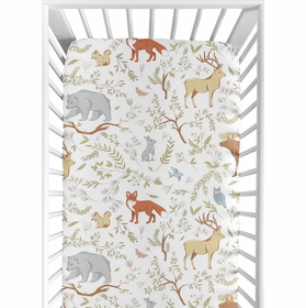 Woodland Toile Collection Crib Sheet - Animal Print
