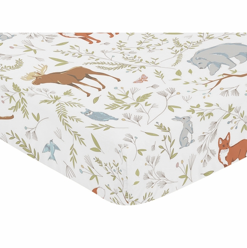 Woodland Toile Collection Crib Sheet Animal Print