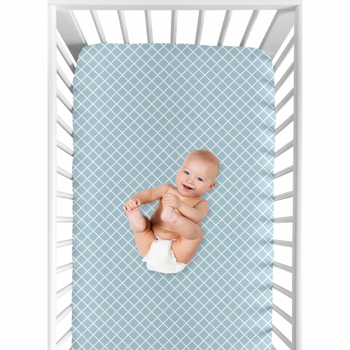 Woodland Toile Collection Crib Sheet - Lattice Print - alt image 3