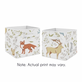 Woodland Toile Collection Foldable Fabric Storage Bins - Set of 2