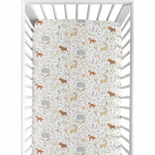 Woodland Toile Collection Jersey Knit Crib Sheet