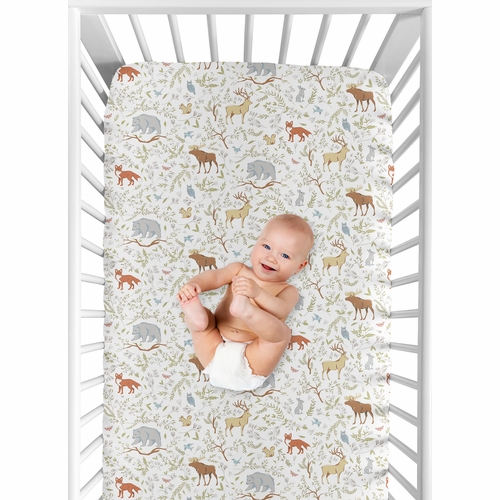 Woodland Toile Collection Jersey Knit Crib Sheet - alt image 3